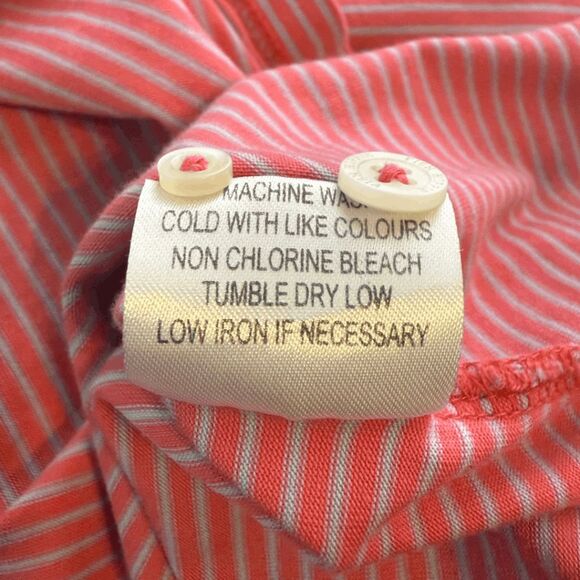 Fish‎ Hippie Men's Stripe Cotton Blend Short Sleeve Polo Shirt Pink White XL - Picture 5 of 8